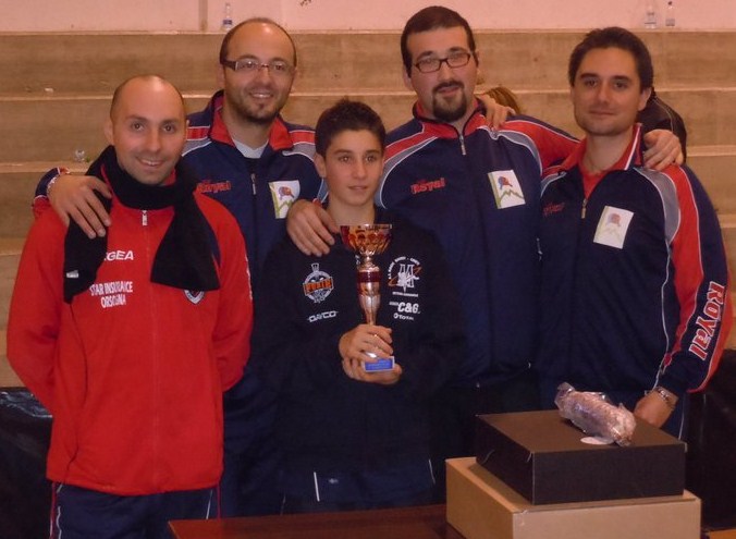 Lo staff Circolo Maiella Tennistavolo ed il vincitore Luca Brandimarte